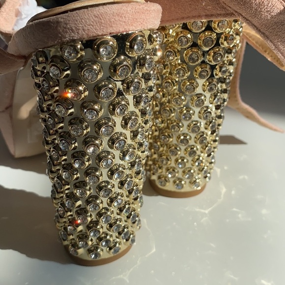 Jacobies Blush Pink Platform Sparkle Gold Heels 6​ - Picture 8 of 15